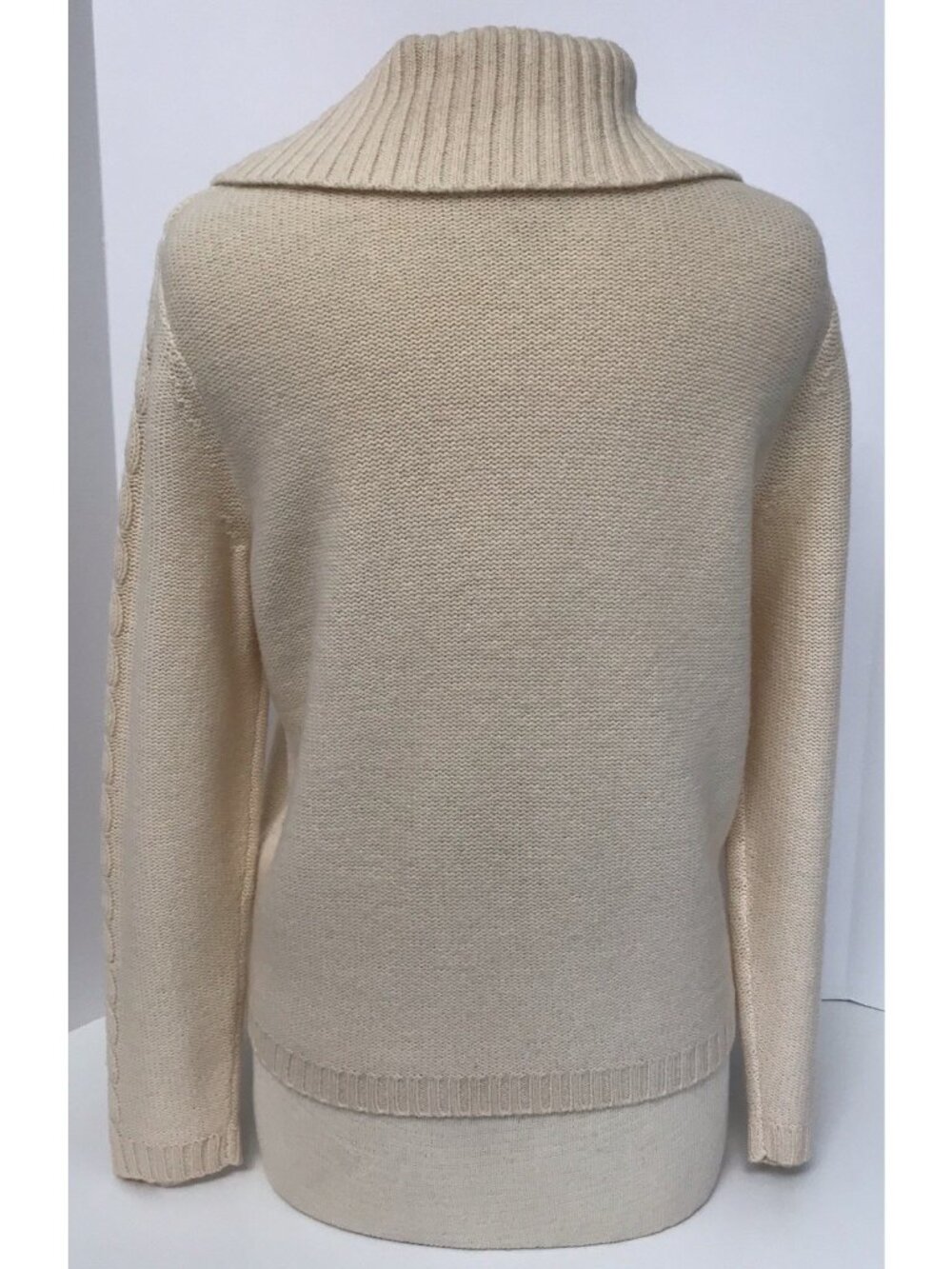 Pendleton 100% Lambswool Full Zip Cable Knit Ladies Sweater Cream Size Small - Picture 4 of 13